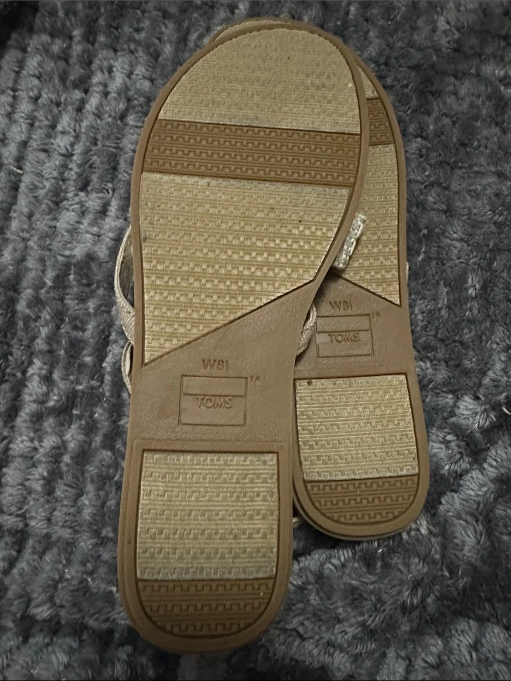 Toms Taupe and Cream Woven Strap Sandals